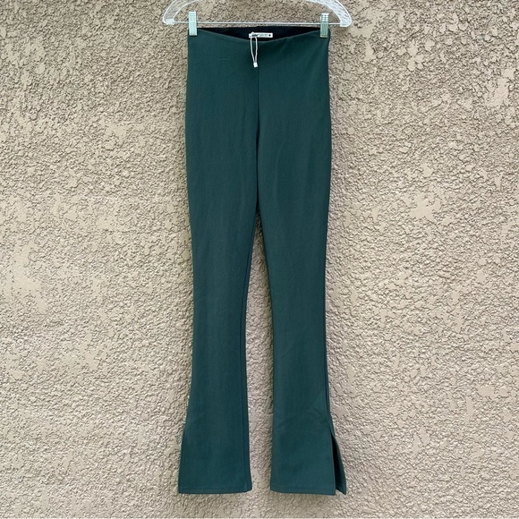 Zara Slim Flared Split Hem Pant Womens‎ Size Small Pull-on Green Y2K Casual Wear - Picture 1 of 12